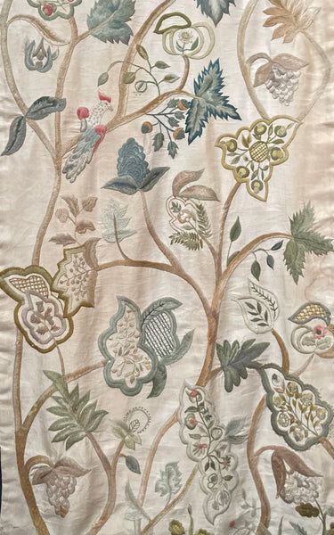 Antique Jacobean Revival Crewelwork Embroidered Wallhanging: C1900 England