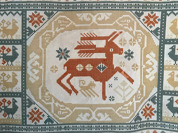 Traditional Scandinavian Flatweave Wallhanging with Mythical Horse: C1910/20 Sweden
