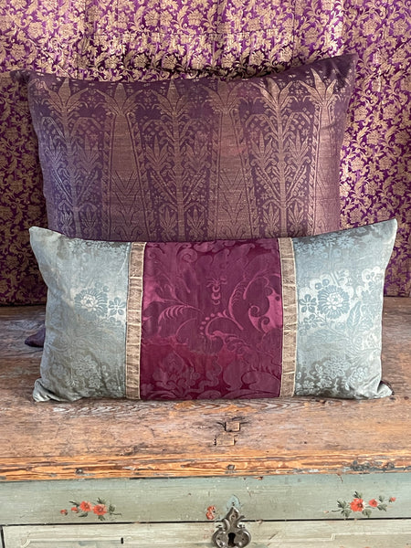 Bespoke Antique Silk Brocaded Cushion Antique made with C18th English Ecclesiastical Silk
