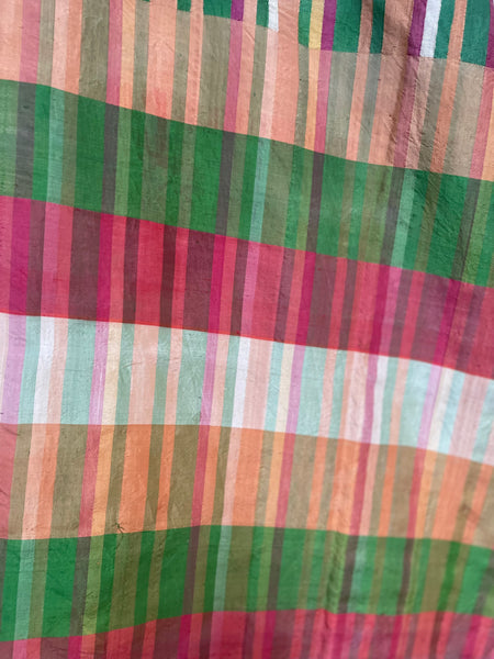 Antique Handwoven Silk Shawl Collectable Wrap Striped Silk Stole Dupatta: C20th Northern India