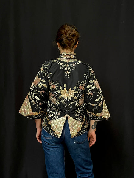 Antique Collectable Traditional Gilt Thread Embroidered Silk Jacket : C1920 China