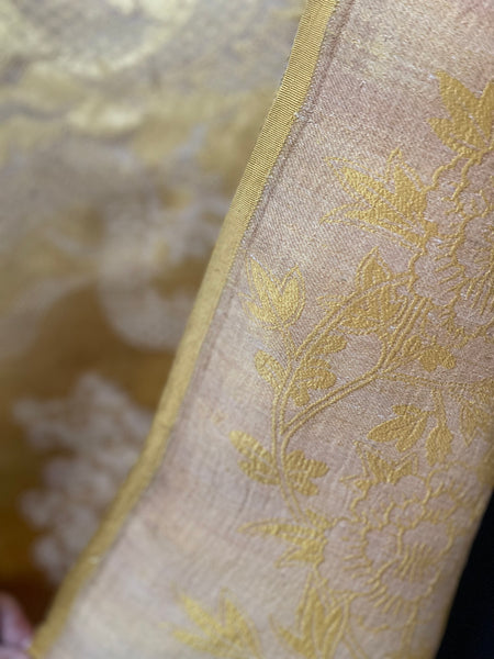 Silk Brocaded Panel with Five Claw Dragon & Symbolic imagery: C1900 Japan