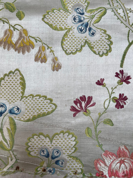Antique Eighteenth Century Rococo Silk Brocade Panels: C18th Lyon, France