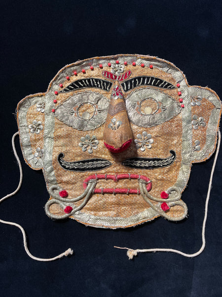 Rare Antique Folk Art Metallic Textile Mask Ramlila of Ramnagar(Varanasi)India C20th