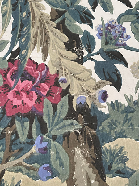 Antique Rare Chinoiserie Hand Painted Scenic Wallpaper Panel Wallhanging : Late 18th/ early C19th France