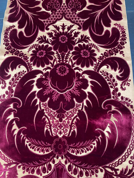 Rare Antique Cut Silk Velvet Panel Handmade Venetian Ciséle: 17th Century, Venice, Italy