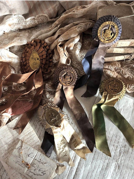 Collection Antique Silk Rosettes Ribbons Interior Decor: C20th Britain