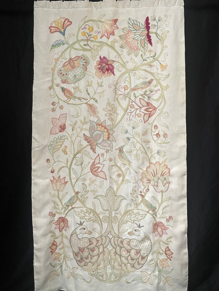 Antique Arts and Crafts Jacobean Revival Crewelwork Wallhanging with Tree of Life: C1900 Britain