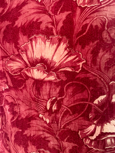 Antique Arts and Crafts Art Nouveau Block Printed Velvet, Poppies by Lindsay Butterfield: C1890 England