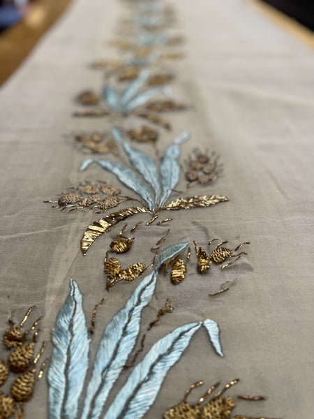 Antique silk and Gold Gilt Embroidered Silk Chiffon C18th France