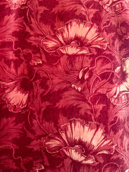 Antique Arts and Crafts Art Nouveau Block Printed Velvet, Poppies by Lindsay Butterfield: C1890 England