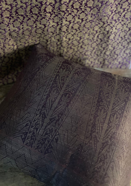 Bespoke Square Cushion Antique Silk Brocade: C19th Sumatra