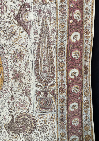 Antique Hand Block Printed Kalamkari Wallhanging: C19th India