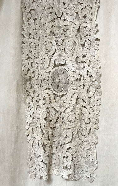 Early Antique Milanese Tape Lace Panel Handmade Collectable Italian Antique Lace: C18th Century, Milan, Italy