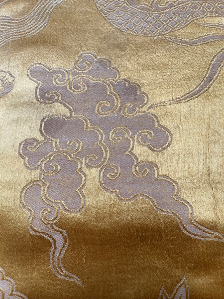 Silk Brocaded Panel with Five Claw Dragon & Symbolic imagery: C1900 Japan
