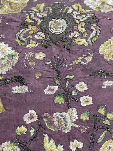 Early Silk and Metal Thread Embroidered Chalice Cover: C17th Europe