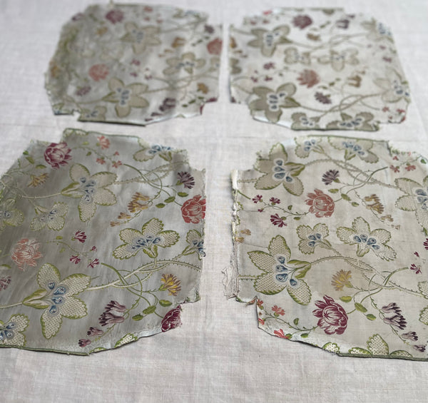 Antique Eighteenth Century Rococo Silk Brocade Panels: C18th Lyon, France