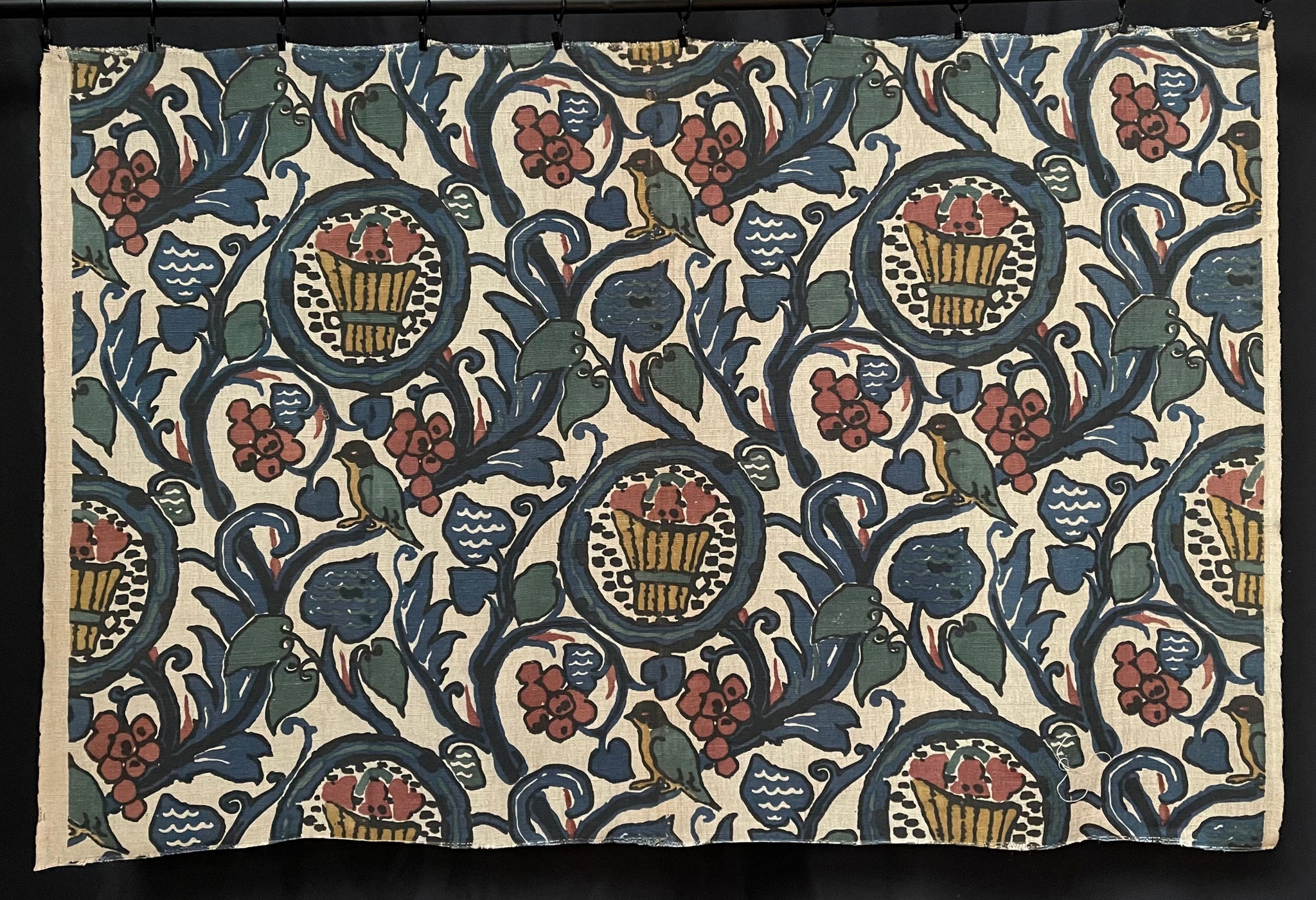 Art Deco Era Printed Linen Textile by Paul Dumas: C1920 France