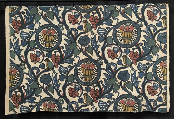 Art Deco Era Printed Linen Textile by Paul Dumas: C1920 France