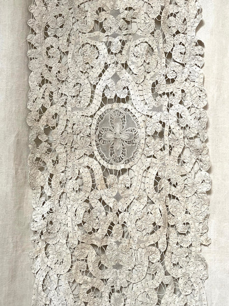 Early Antique Milanese Tape Lace Panel Handmade Collectable Italian Antique Lace: C18th Century, Milan, Italy
