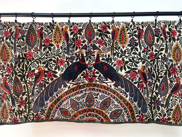 Antique Block Print Palampore Wallhanging with Peacocks C19th India