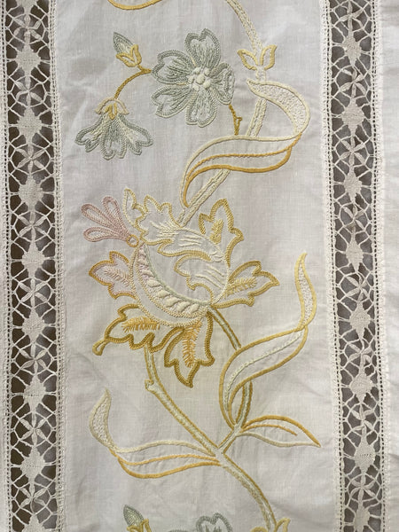 Antique Arts & Crafts Hand Embroidered Bedcover, Throw or Curtain: C1900 Britain
