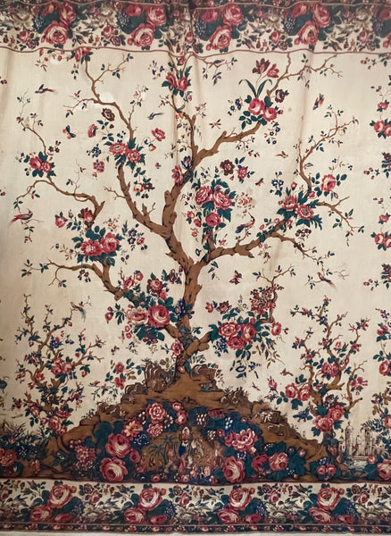 Antique Block Print Mezzaro with Tree of Life: C19th Genoa, Italy