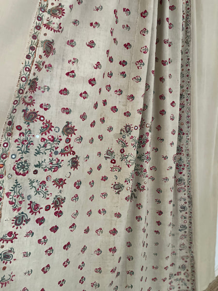 Antique Abochani Silk Embroidered with Mirrors Bedcover or Curtain: C19th/20th Sinh