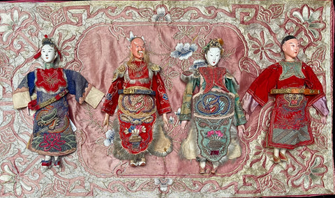 Collection Four Chinese Peking Opera Costume Dolls : C19th China