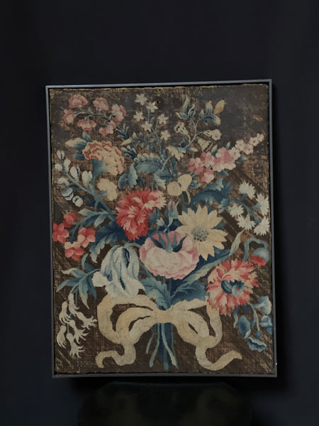 Early Fine Needlepoint Still Life with Flower Bouquet: C18th France