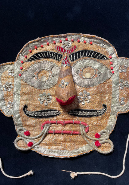 Rare Antique Folk Art Metallic Textile Mask Ramlila of Ramnagar(Varanasi)India C20th