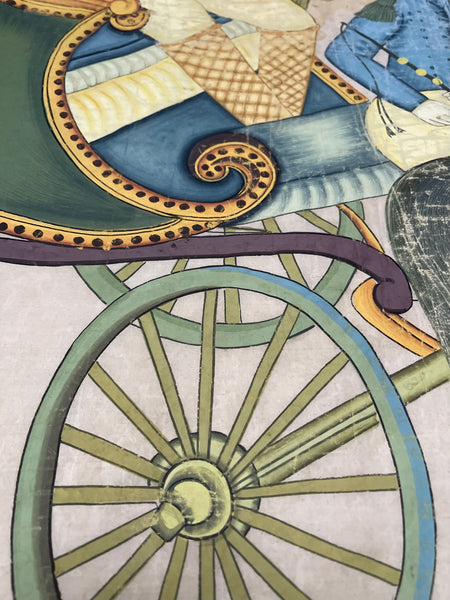 Hand Painted Silk Wallhanging Napoleon in Horse Drawn Carriage, C19th China, for export