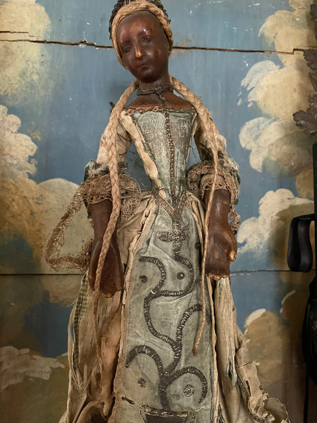 Rare Antique Wax Costume Figurine by Frères Guillot: C18th Nancy, France