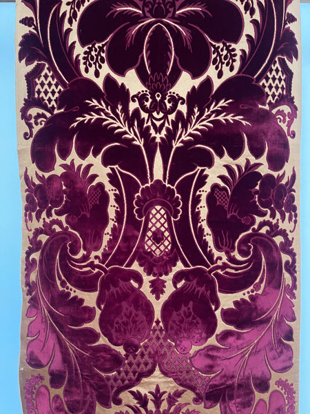 Rare Antique Cut Silk Velvet Panel Handmade Venetian Ciséle: 17th Century, Venice, Italy