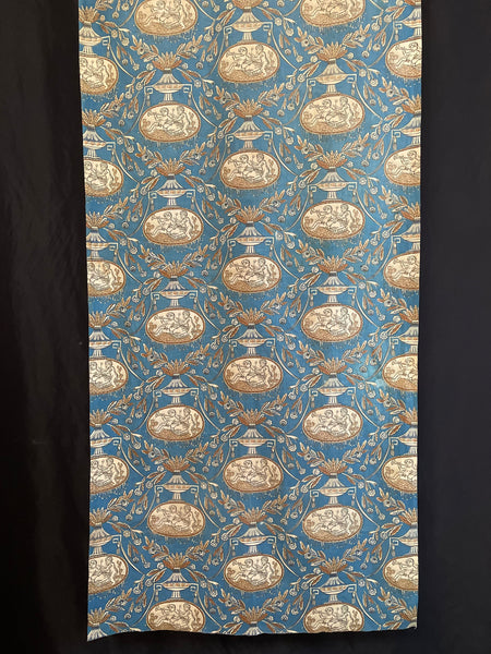 Rare Block Print Neoclassical Toile with Figures & Musical Instruments: C1800 France