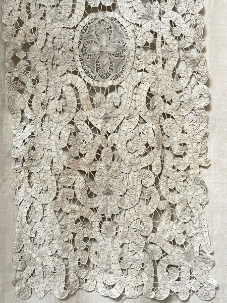 Early Antique Milanese Tape Lace Panel Handmade Collectable Italian Antique Lace: C18th Century, Milan, Italy