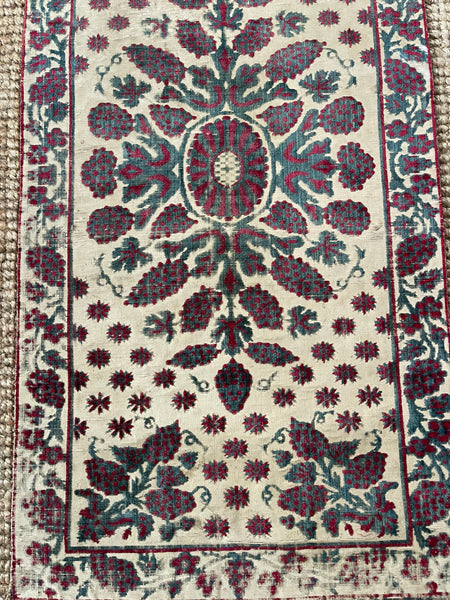 Antique Ottoman Voided Silk Velvet Pillow Yastik: 18th Century Turkey