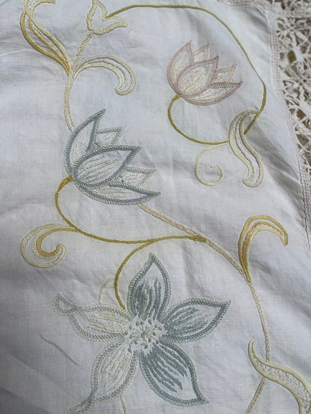 Antique Arts & Crafts Hand Embroidered Bedcover, Throw or Curtain: C1900 Britain
