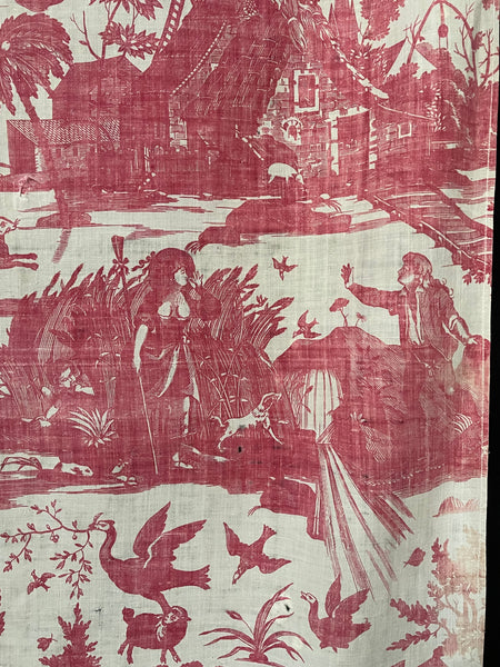 Large Panel Antique Toile de Nantes Chariot of Dawn: C18th Nantes, France