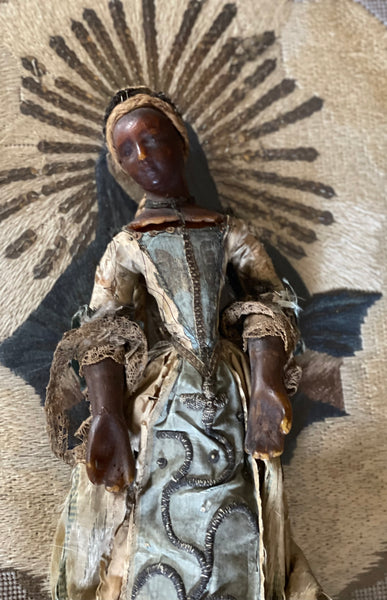 Rare Antique Wax Costume Figurine by Frères Guillot: C18th Nancy, France