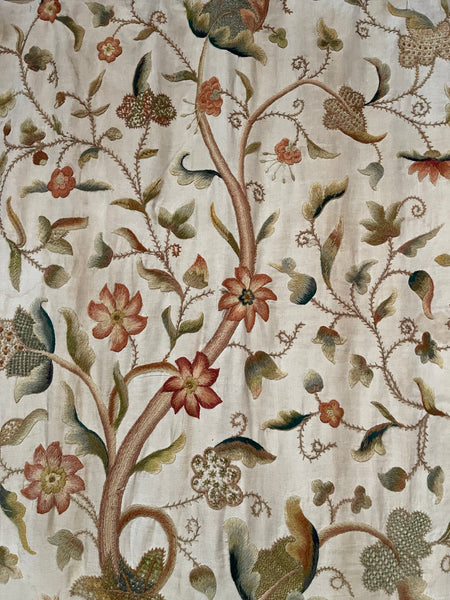 Jacobean Revival Embroidered Tree of Life Crewelwork Wall or Bedhanging: C1900 Britain