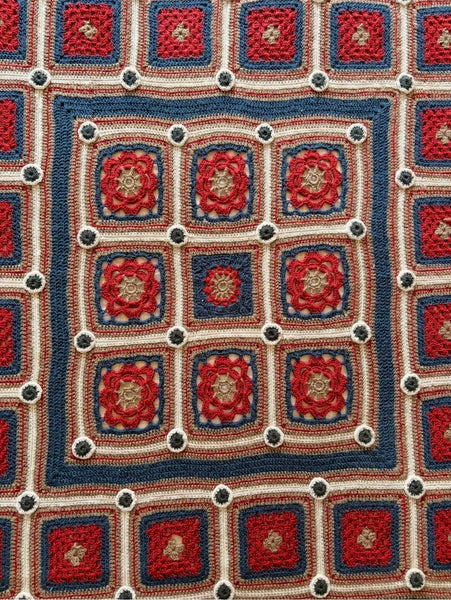 Handmade Crochet Patchwork Throw Blanket: C1960 Britain