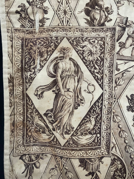 Toile de Jouy panel with cupids and Goddesses: C1800 France