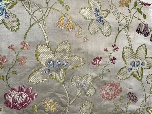 Antique Eighteenth Century Rococo Silk Brocade Panels: C18th Lyon, France