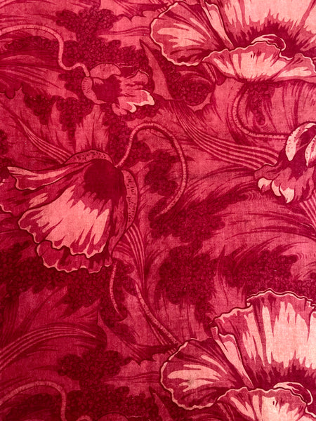 Antique Arts and Crafts Art Nouveau Block Printed Velvet, Poppies by Lindsay Butterfield: C1890 England