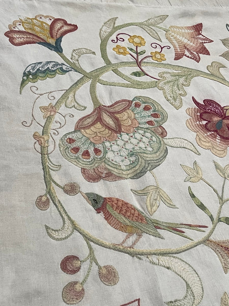 Antique Arts and Crafts Jacobean Revival Crewelwork Wallhanging with Tree of Life: C1900 Britain