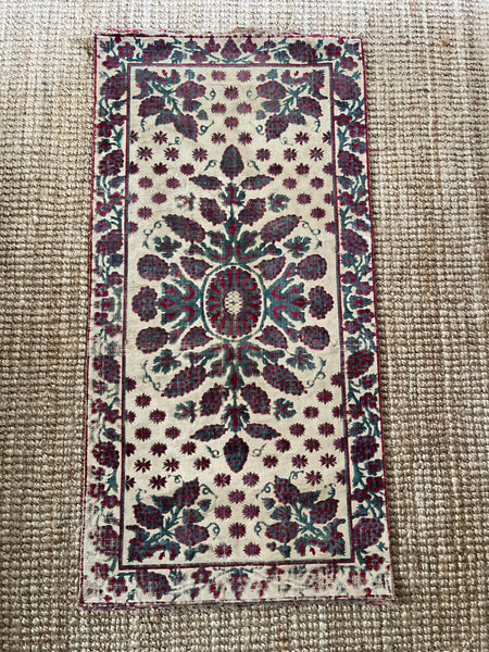 Antique Ottoman Voided Silk Velvet Pillow Yastik: 18th Century Turkey