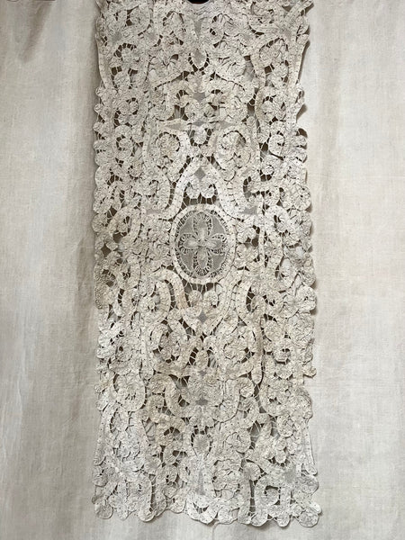 Early Antique Milanese Tape Lace Panel Handmade Collectable Italian Antique Lace: C18th Century, Milan, Italy