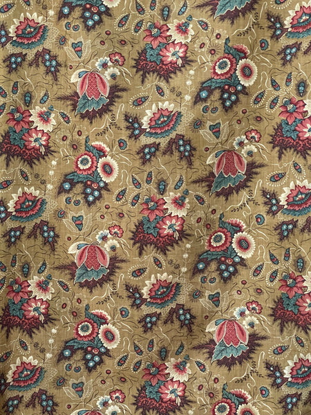 Antique Indienne Floral Printed Cotton Textile : C19th France