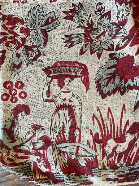 Antique Block Printed Figurative Indienne Pelmet: C18th France